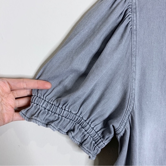 Ba&sh Danee Denim Shirt (Sz 3 / L) Puff Sleeve Button Down Light Grey - Picture 10 of 16